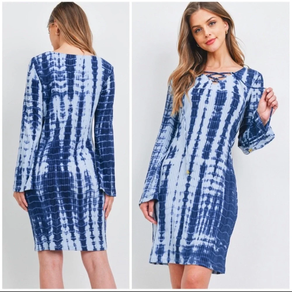 NWT- Emma & Michele Tie Dye Ribbed Dress - Picture 2 of 3